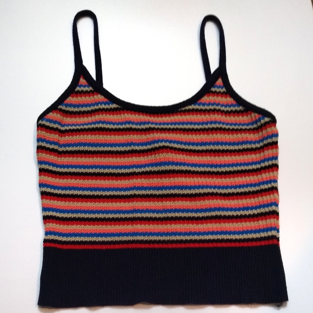 3/$15 Cropped Knit Retro Vibes Rainbow Top